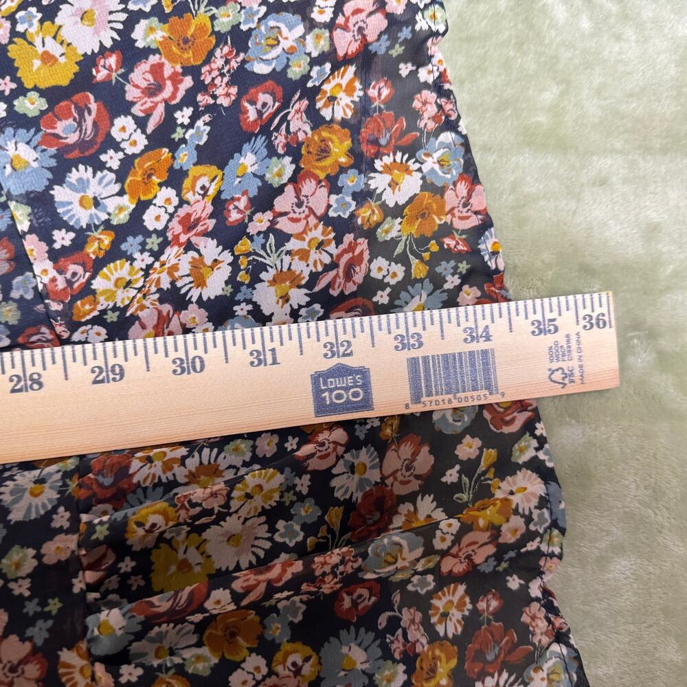 Zara Floral Chiffon Mini Dress Drawstring Waist Tiered Boho Long Sleeve - Picture 9 of 10